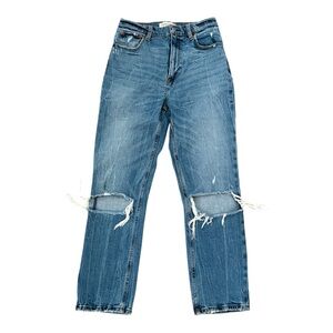 Abercrombie & Fitch Ultra High Rise Ankle Straight Distressed Jean 28/6 Long